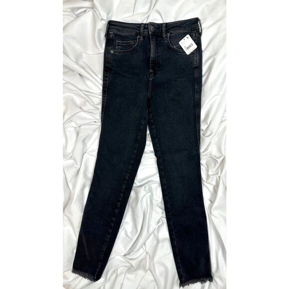 Free People We the Free High Rise Raw Hem Skinny Jeans Black 30 - Picture 8 of 15